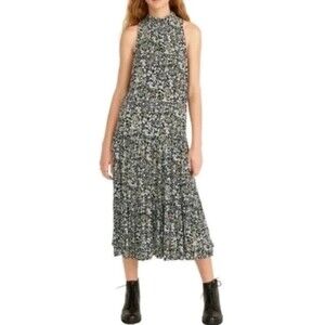 J. Crew Ditsy Dainty Whimsy Floral Tiered Halter Neck Flare Midi Dress Size 2
